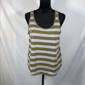 Y2K 𝅺Cotton On Olive Green & Gray Striped Tank Lightweight Size Large